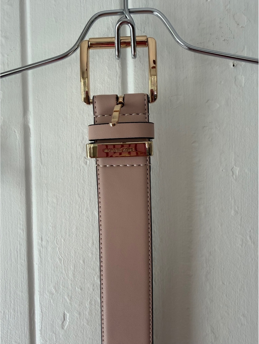 Michael Kors XL Genuine Leather Pink Belt with Gold Buckle